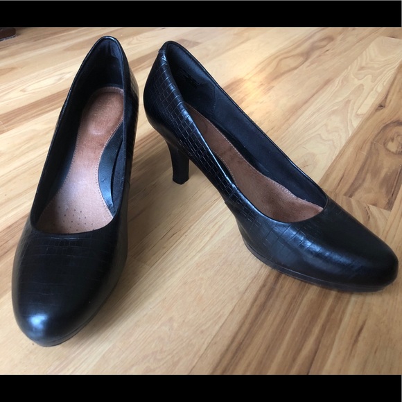 Clarks Shoes - Clarks Black Leather Heels